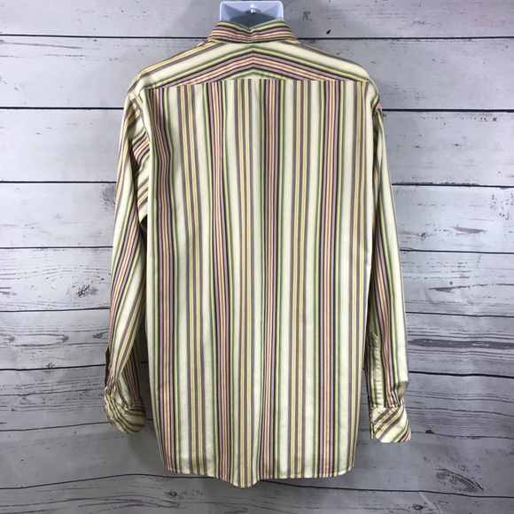 Express Men's Long Sleeve, Yellow Stripes - Picture 5 of 8